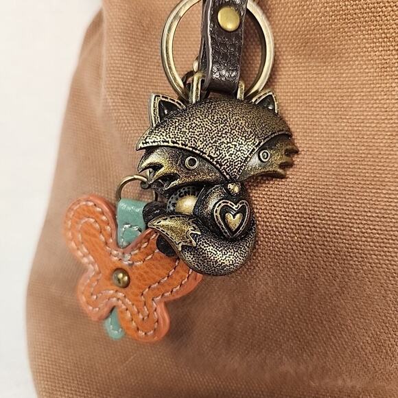 CHALA Crossbody Purse Hobo Handbag Funky Boho Momcore Canvas Fox Charm - Picture 3 of 16